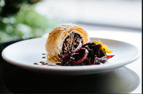 Side on shot of a meal on a plate